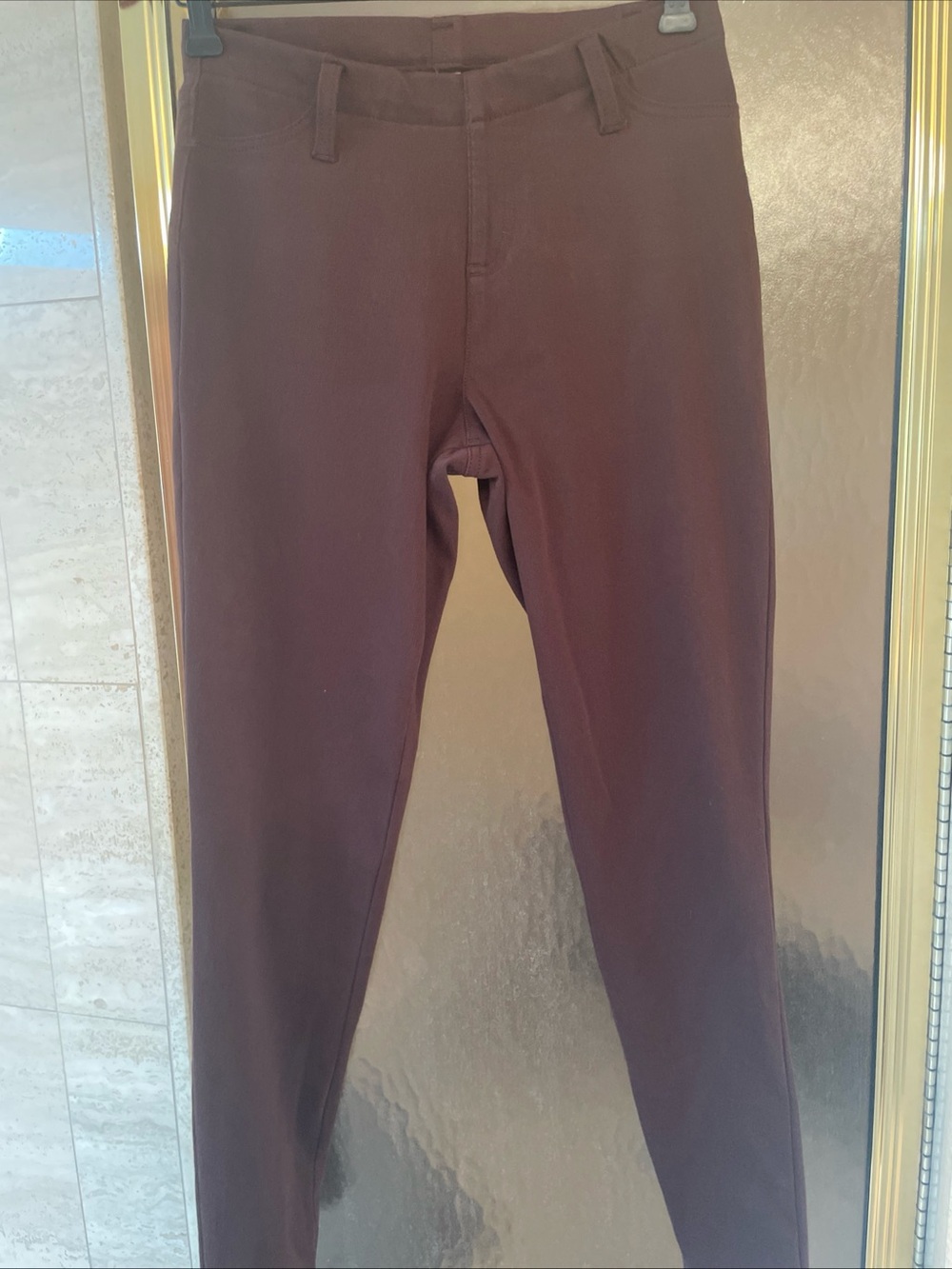 Faded Glory Women Brown Pull On Mid Rise Skinny Fit Casual Pants Size M Pockets